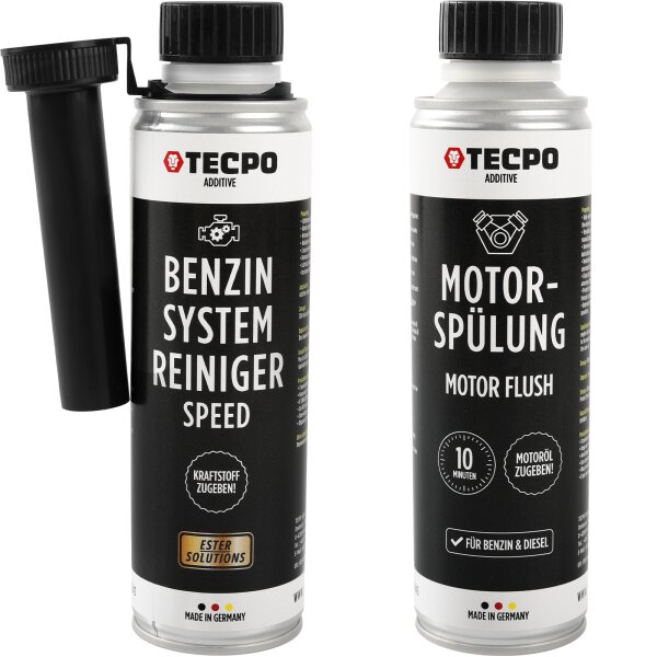TECPO Benzin System Speed Reiniger ESTER 300 ml + Motorspülung Motor Flush Motorreiniger 300 ml