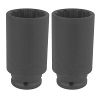 2x TECPO Vielzahn Kraft Steckschlüssel Nuss 1/2...