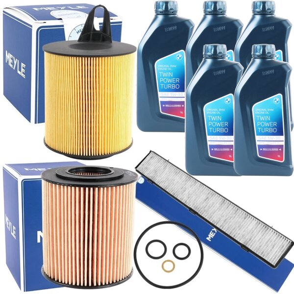MEYLE Inspektionspaket Filter Set + BMW 5W30 Öl, 5L