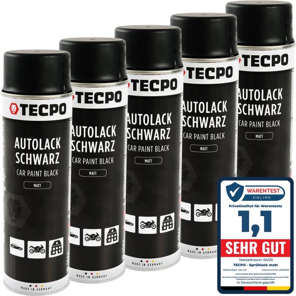 5x 500 ml TECPO Autolack schwarz matt
