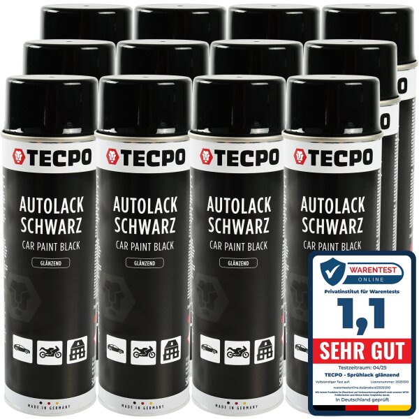 12x 500 ml TECPO Autolack schwarz glänzend