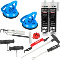 TECPO Windschutzscheibe-Reparaturset + 2x BGS Gummisauger...