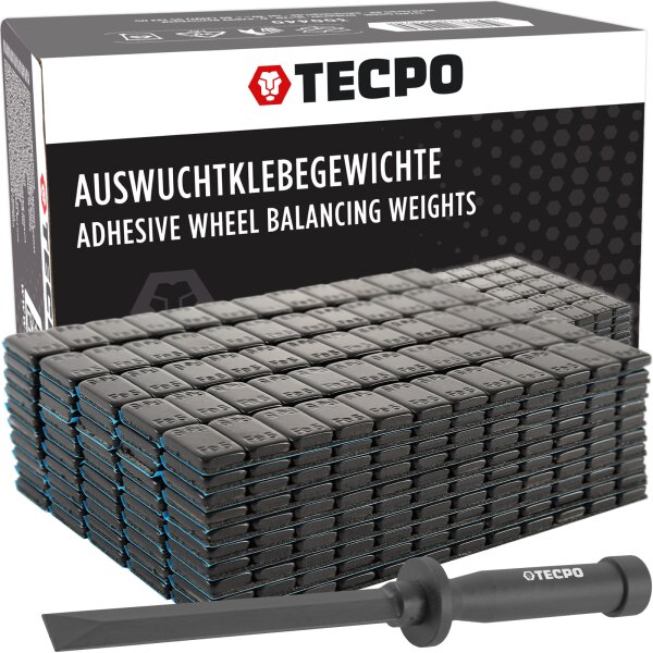 600x TECPO Klebegewichte Black Auswucht Gewichte, 5g +  Kunststoffschaber