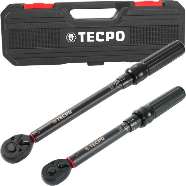 2x TECPO Drehmomentschlüssel, "Werkstatt-Profi", 1/4 Antrieb, 5-25 Nm + 10-50 Nm