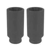 2x TECPO Vielzahn Kraft Steckschlüssel Nuss 1/2...