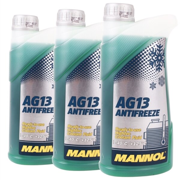 3x MANNOL Hightec Antifreeze AG13 -40°C, Grün, 1L