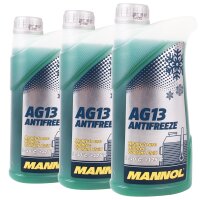 3x MANNOL Hightec Antifreeze AG13 -40°C, Grün, 1L