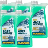 5x MANNOL Hightec Antifreeze AG13 -40°C, Grün, 1L