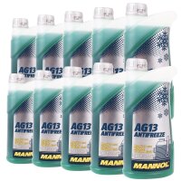 10x MANNOL Hightec Antifreeze AG13 -40°C, Grün, 1L