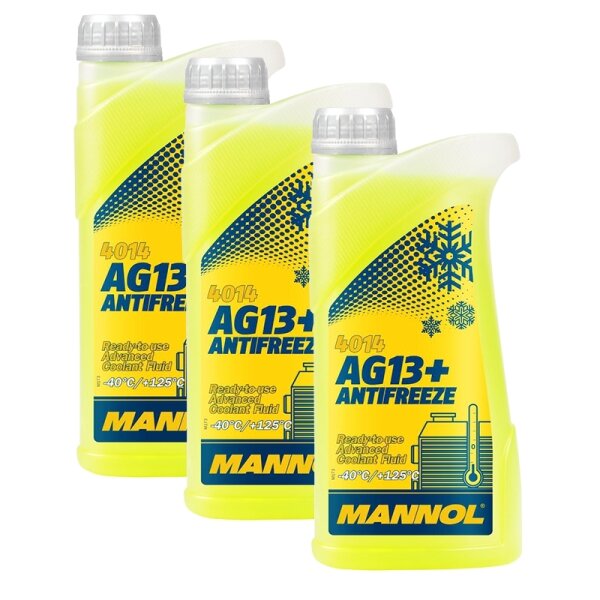 3x Mannol Advanced Kühlerfrostschutz AG13+ -40°C, 1L