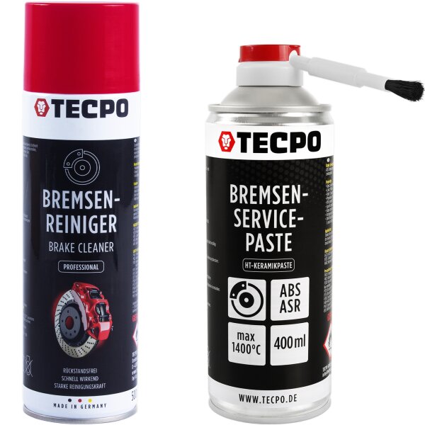 TECPO Bremsen-Servicepaste Schmierfett Bremsenpaste 400 ml + Bremsenreiniger Universal Reiniger, 500 ml