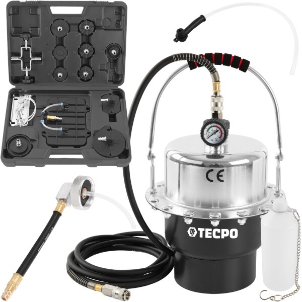 TECPO Druckluft Bremsenentlüftungsgerät 5L + E20 Adapter