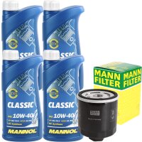 MANN-FILTER Ölfilter + MANNOL Classic 10W-40, 4x1 Liter