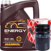 FEBI BILSTEIN Ölfilter + MANNOL Energy 5W-30, 5 Liter