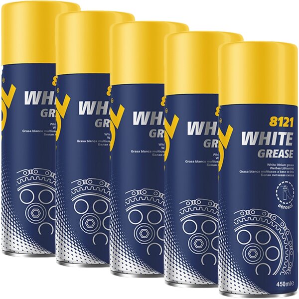5x MANNOL 8121 White Grease Schmierung, 450 ml