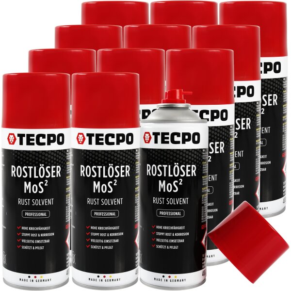 12x TECPO Rostlöser MoS² Rostschutz Kriechöl Korrosionsschutz Multifunktionsöl 400ml