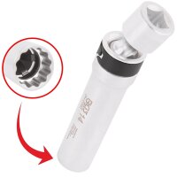 BGS Zündkerzen-Gelenkeinsatz 14 mm, 12-Kant, 10 mm (3/8), Länge 100 mm + 4x NGK Zündkerze