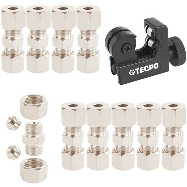 10x Verbinder für 4.75 mm 3/16  Bremsleitung ohne Bördeln + Rohrschneider