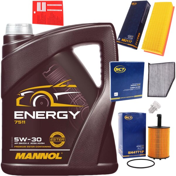 Inspektionspaket Set Filter Set + MANNOL Energy 5W-30, 5 L