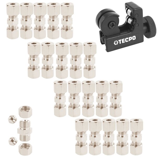 20x Verbinder für 4.75 mm 3/16  Bremsleitung ohne Bördeln + Rohrschneider