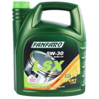 Bosch Ölfilter + FANFARO 5W-30 LSX Longlife III, 5 Liter + Ölablassschraube + Ölzettel