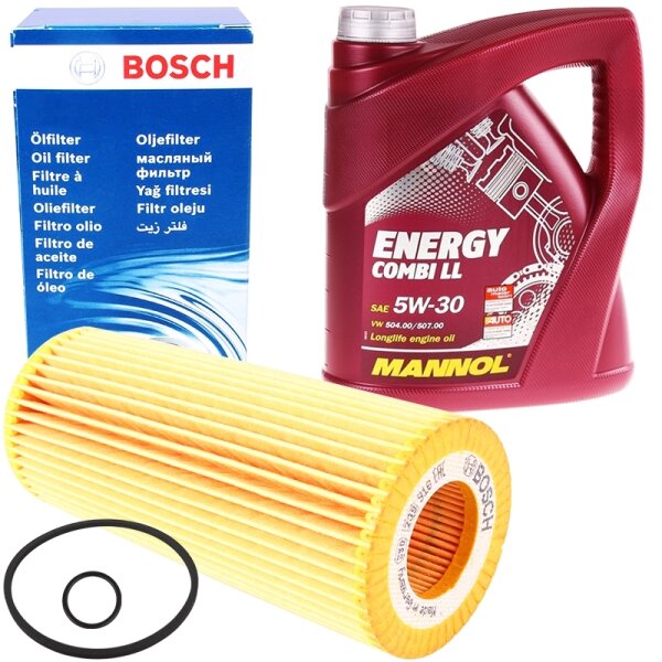 Bosch Ölfilter + MANNOL Energy Combi LL 5W-30 API SN/CF, 5 Liter