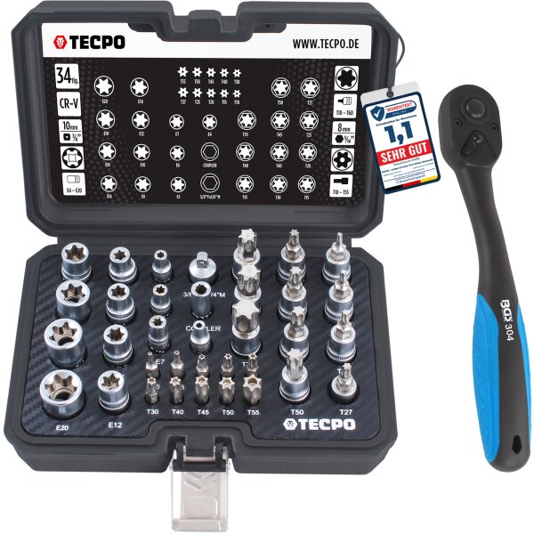TECPO Außen und Innentorx Nüsse Bit Satz + BGS Ratsche 3/8"