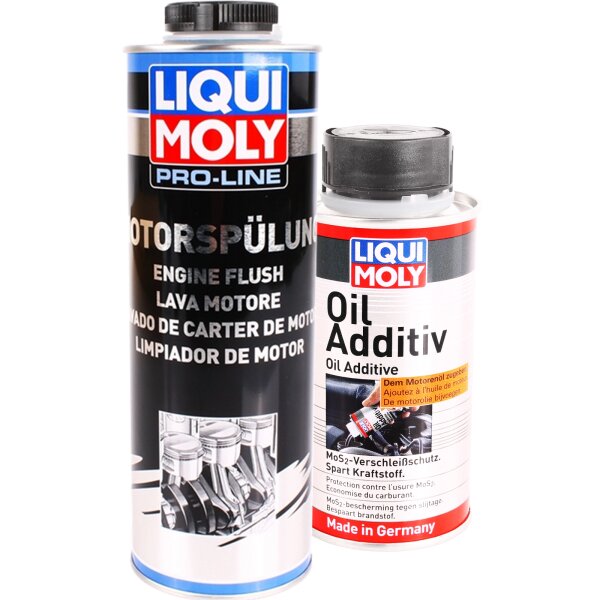 LIQUI MOLY 2425 Pro-Line Motorspuelung 1L + Oil Additiv, 125mL