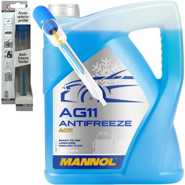 MANNOL Antifreeze AG11 (- 40°C) Blau, 5L + Frostschutzprüfer