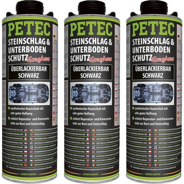 3x PETEC Steinschlag- & Unterbodenschutz schwarz, 1L