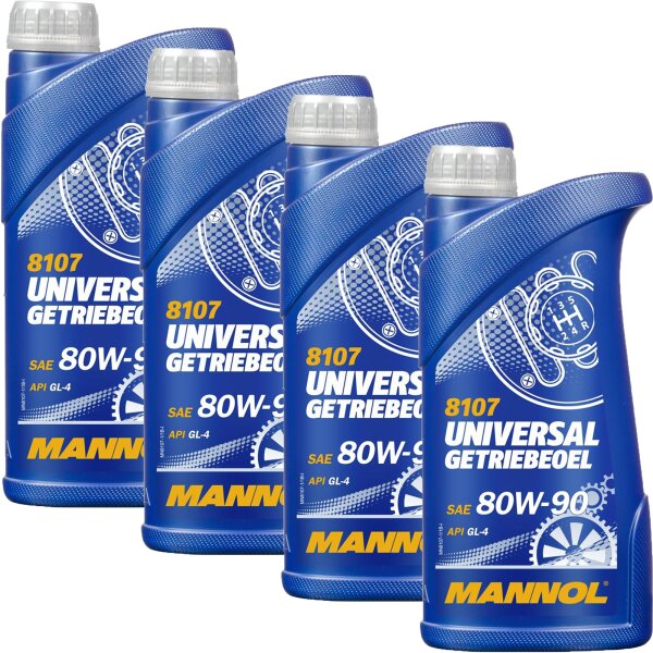 4x MANNOL Universal Getriebeöl 80W-90 API GL 4, 1L
