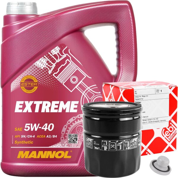 FEBI BILSTEIN Ölfilter + Schraube + MANNOL Extreme 5W-40, 5 Liter