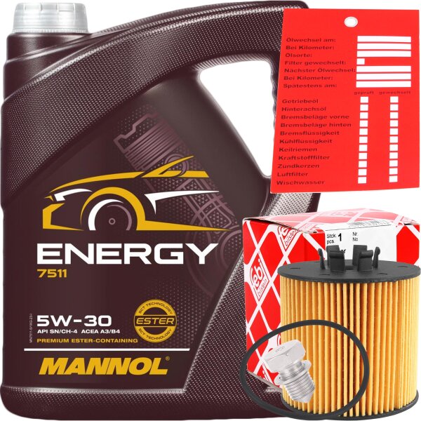 FEBI ÖLFILTER + 5L Mannol Energy 5W-30 Motor-öl