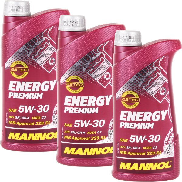 MANNOL ENERGY PREMIUM 5W-30, 3x1 Liter
