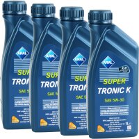 4x ARAL Super Tronic K Motoröl 5W-30, VW 504.00...