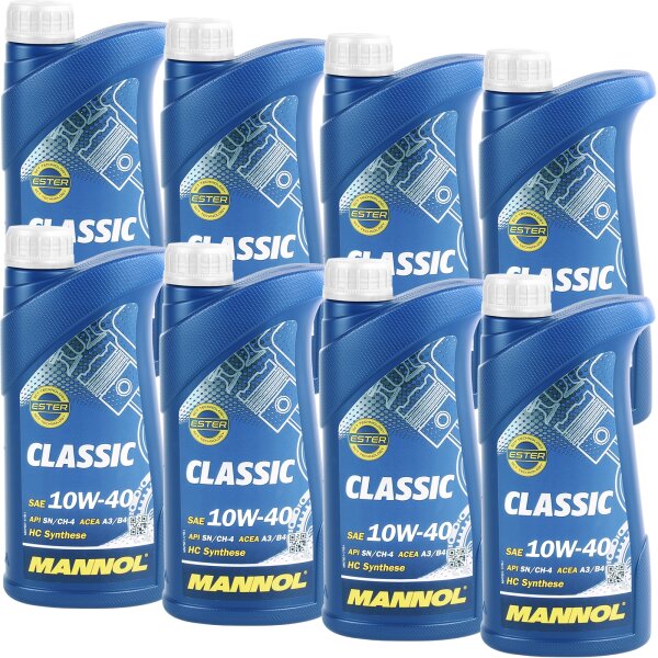 8x MANNOL Classic 10W-40 API SN/SM/CF, 1L