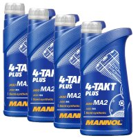 4x MANNOL 4-Takt Plus Motorrad Öl API SL, 1L