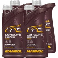 4x MANNOL Longlife 508/509 0W-20, 1L