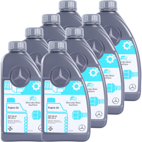 8x 5W-40 Mercedes-Benz Motoröl MB 229.5, 1 Liter A000989681011
