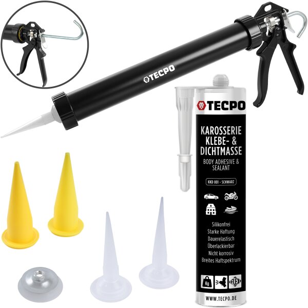 TECPO KKD 801 Karosserie Klebe- und Dichtmasse, 370g + Kartuschenpresse