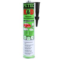 4x PETEC K&D Karosserie Klebe- und Dichtmasse 310 ml schwarz + Alu-Kartuschenpresse