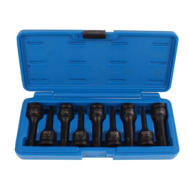 BGS Kraft-Bit-Einsatz-Satz | Antrieb Innenvierkant 12,5 mm (1/2") | Keil-Profil (für Ribe) M5 - M14 | 9-tlg.