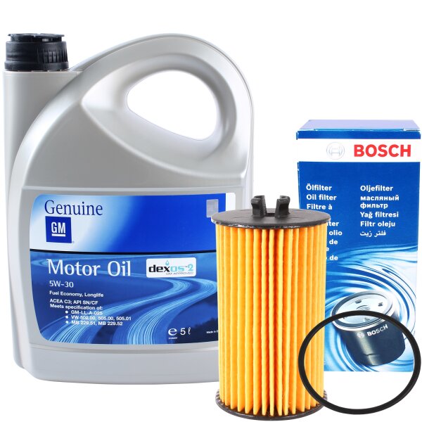 Bosch Ölfilter P7006 + OE OPEL 5W-30 Motoröl 5 Liter