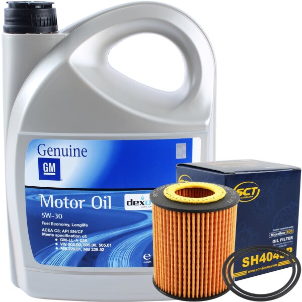SCT Filter, Ölfilter + OPEL GM 5W-30 dexos2 Motoröl 5 Liter