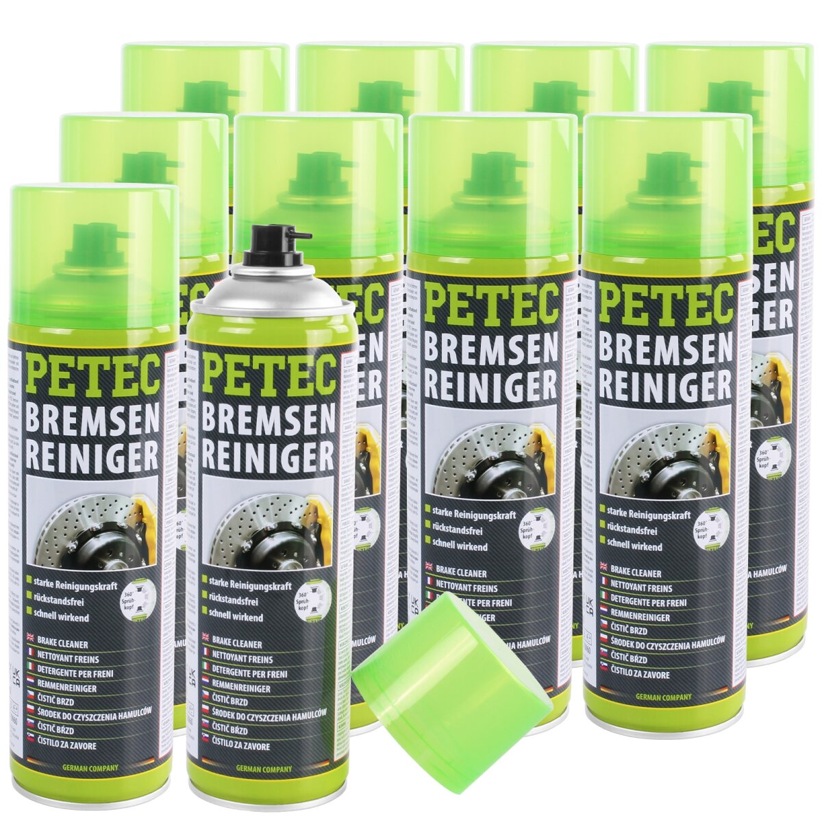 Nettoyant Freins PETEC - Spray 500 Ml - Dégraissant Puissant, Sans Acétone - Pour Freins, Pièces Mécaniques - Valve 360°