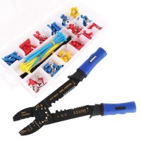 TECPO Crimpzange mit Kabelschuh-Sortiment, 225 mm,...