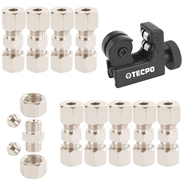 10x Verbinder für 6 mm  Bremsleitung ohne Bördeln + Rohrschneider