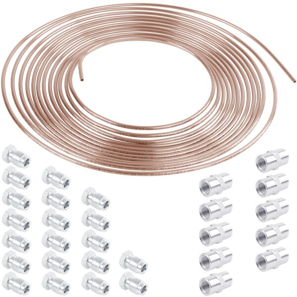 Bremsleitung - Kupfer-Nickel - 4.75, 10m + 20x Überwurfschraube M10x1 + 10x Adapter M10x1