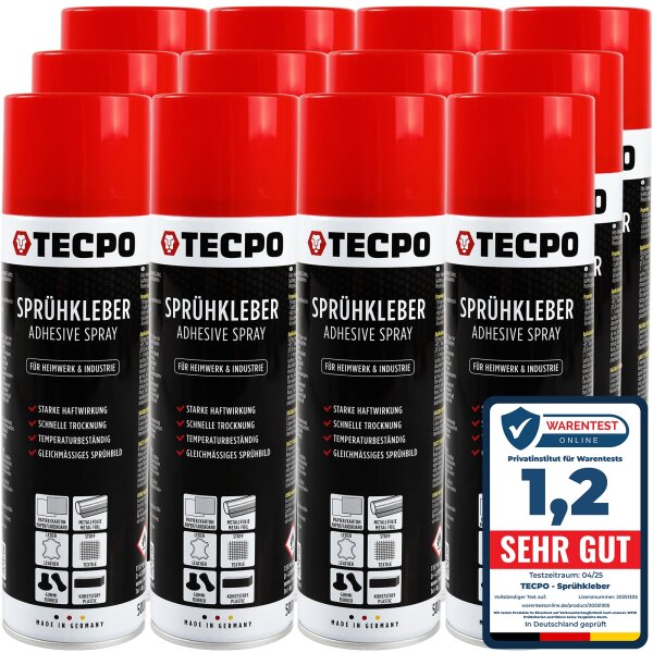 12x TECPO Sprühkleber Hochtemperatur Industriekleber, 500 ml