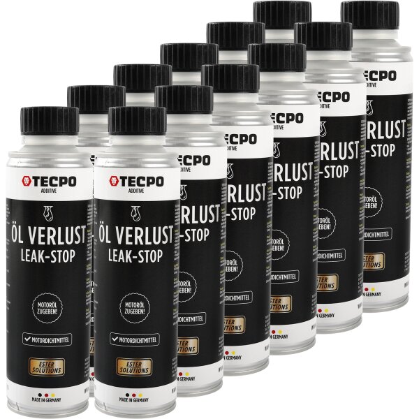 12x TECPO Öl-Verlust Leak Stop ESTER Motordichtmittel, 300 ml